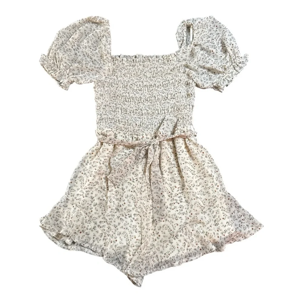 She + Sky Cream Floral jumpsuit